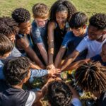 Kids join hands